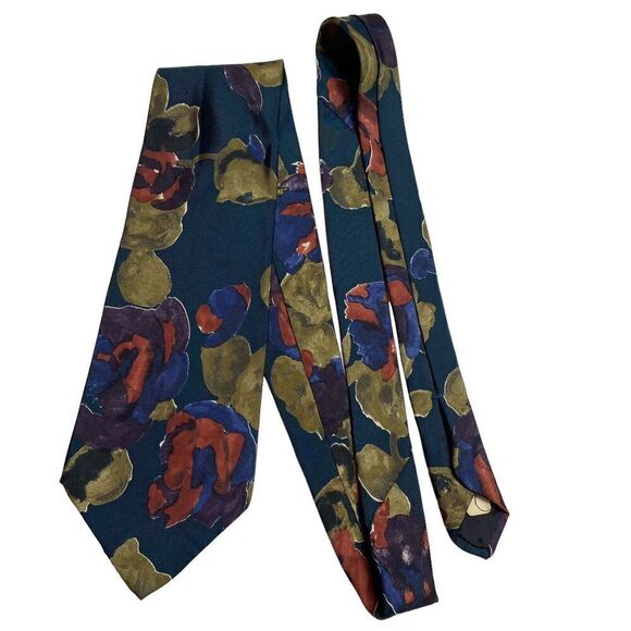 Vintage Etienne Aigner Tie Men's Blue Maroon Geometric Silk Office Retro - Picture 8 of 8